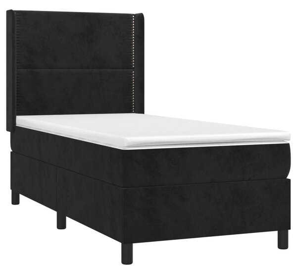 VidaXL Fekete Bársony Ágy Matraccal - 80x200 cm