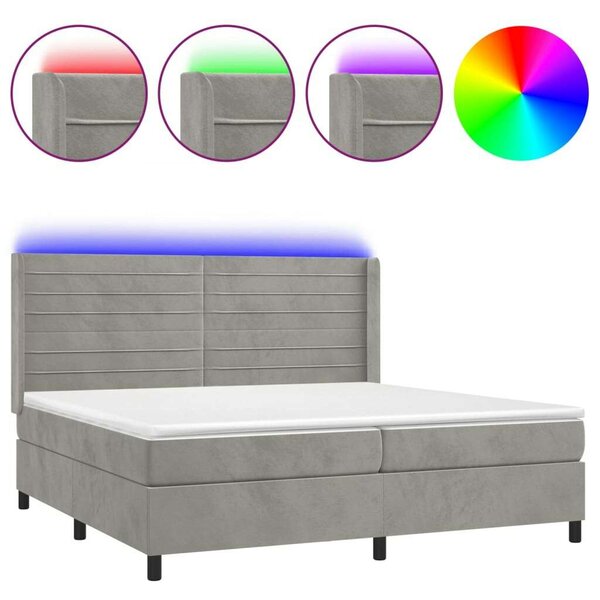 VidaXL Bársony Ágy - LED-es - 200x200 cm