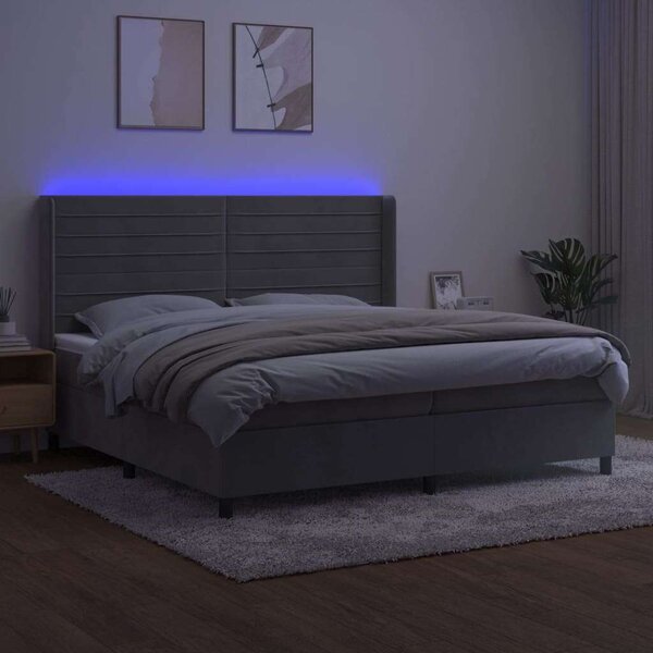 VidaXL Bársony Ágy - LED-es - 200x200 cm