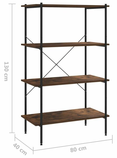 VidaXL fekete és sötét faszínű 4 szintes polcrendszer 80 x 40 x 130 cm