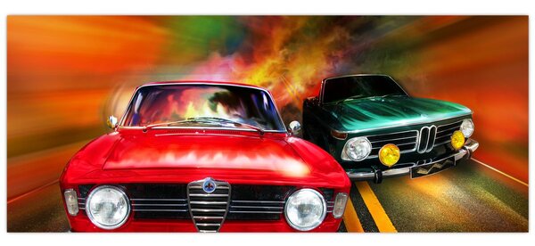 Kép - Retro versenyautók (120x50 cm)