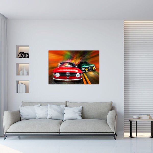 Kép - Retro versenyautók (90x60 cm)