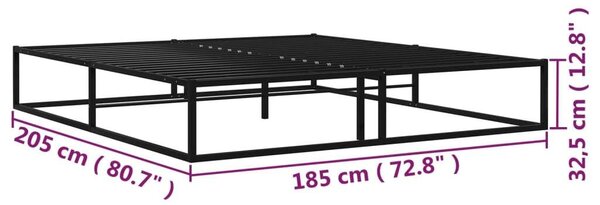 VidaXL Fém Ágykeret - Fekete - 180x200 cm