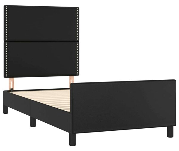 VidaXL Fekete Műbőr Ágykeret Fejtámlával - 90x190 cm