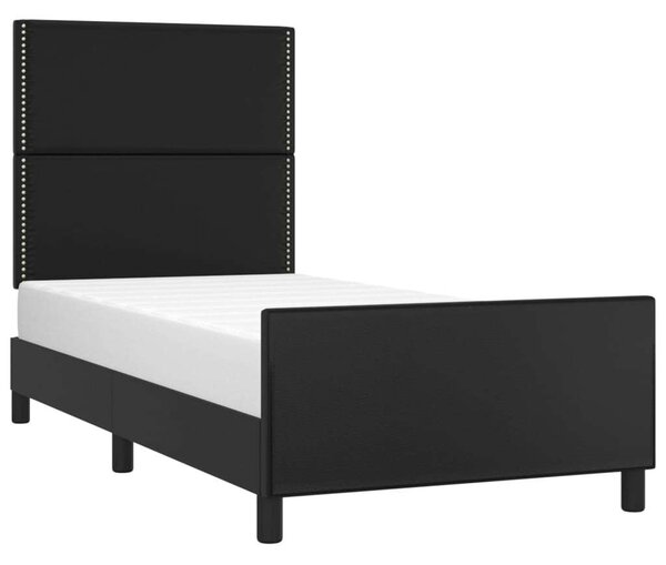 VidaXL Fekete Műbőr Ágykeret Fejtámlával - 90x190 cm
