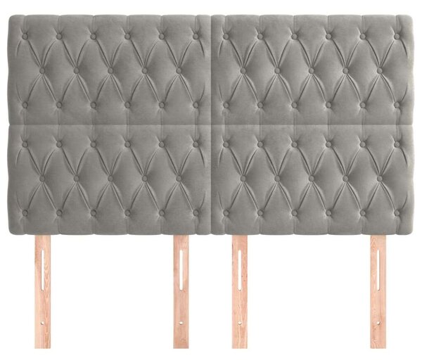 VidaXL 4 db világosszürke bársony fejtámla 80x7x78/88 cm