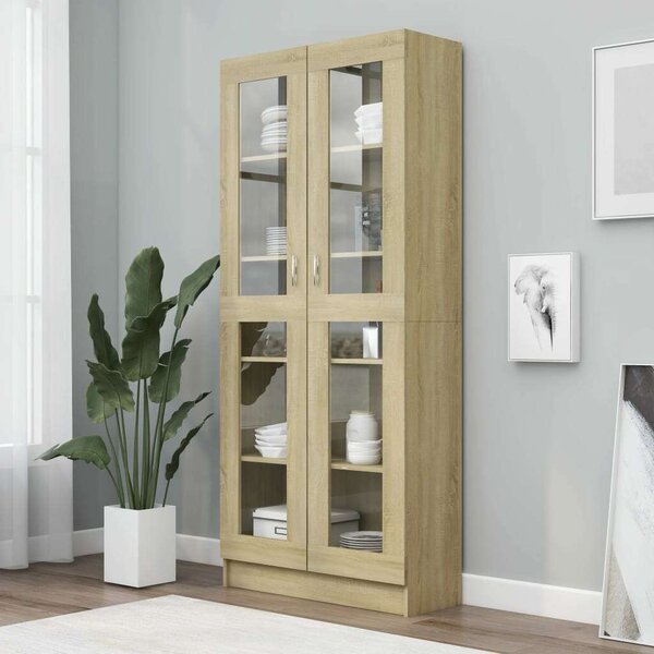 VidaXL sonoma-tölgy színű forgácslap vitrinszekrény 82,5x30,5x185,5 cm