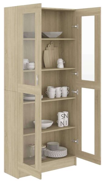 VidaXL sonoma-tölgy színű forgácslap vitrinszekrény 82,5x30,5x185,5 cm