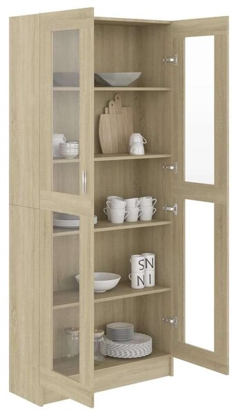 VidaXL sonoma-tölgy színű forgácslap vitrinszekrény 82,5x30,5x185,5 cm