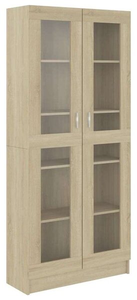 VidaXL sonoma-tölgy színű forgácslap vitrinszekrény 82,5x30,5x185,5 cm