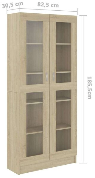VidaXL sonoma-tölgy színű forgácslap vitrinszekrény 82,5x30,5x185,5 cm