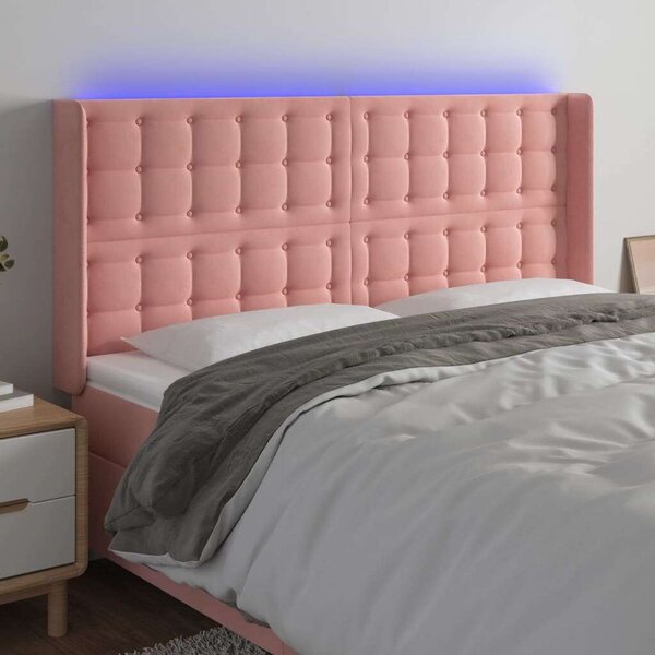 VidaXL LED-es Bársony Fejtámla - Rózsaszín - 183cm