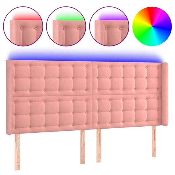 VidaXL LED-es Bársony Fejtámla - Rózsaszín - 183cm