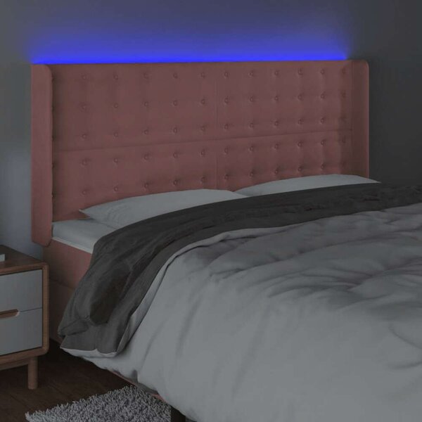 VidaXL LED-es Bársony Fejtámla - Rózsaszín - 183cm
