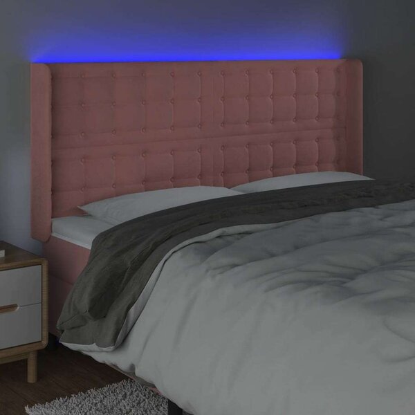 VidaXL LED-es Bársony Fejtámla - Rózsaszín - 183cm