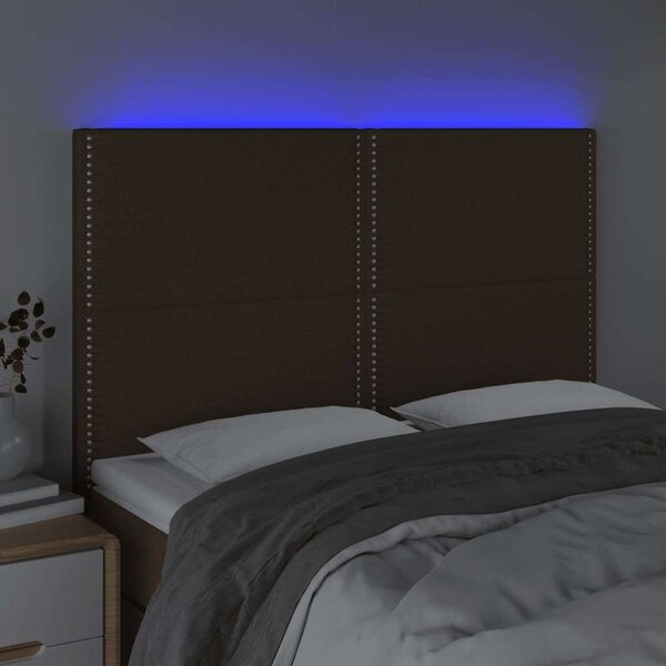 VidaXL sötétbarna szövet LED-es fejtámla 144x5x118/128 cm