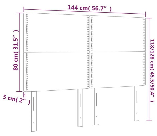 VidaXL sötétbarna szövet LED-es fejtámla 144x5x118/128 cm