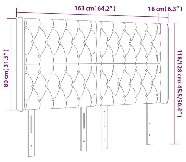 VidaXL sötétkék bársony LED-es fejtámla 163x16x118/128 cm