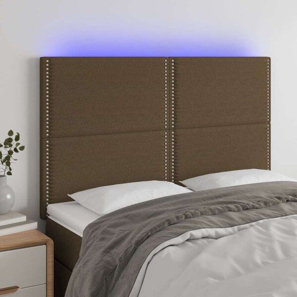 VidaXL sötétbarna szövet LED-es fejtámla 144x5x118/128 cm