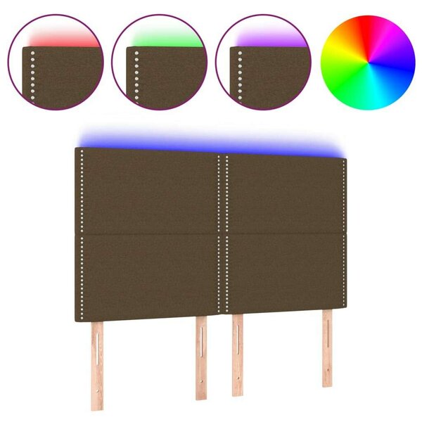 VidaXL sötétbarna szövet LED-es fejtámla 144x5x118/128 cm