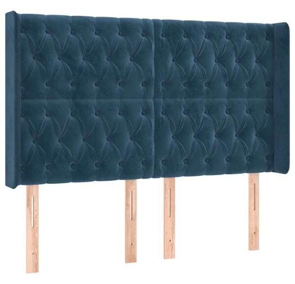 VidaXL sötétkék bársony LED-es fejtámla 163x16x118/128 cm