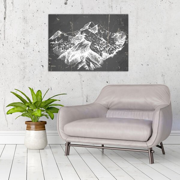 Kép - Hegyek illusztrációja (70x50 cm)