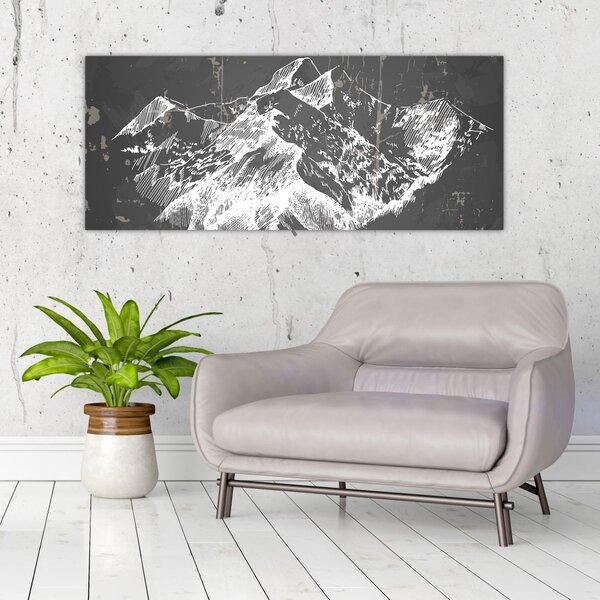 Kép - Hegyek illusztrációja (120x50 cm)
