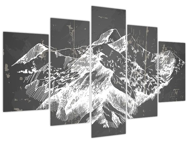 Kép - Hegyek illusztrációja (150x105 cm)