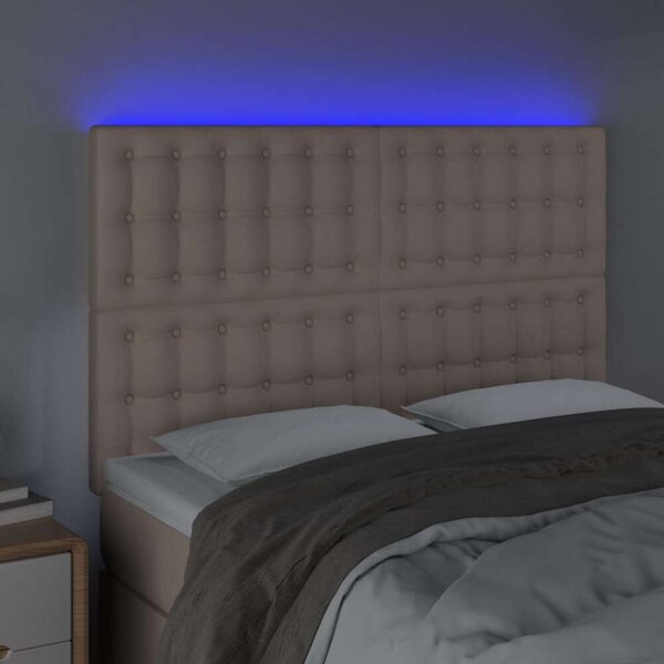 VidaXL cappuccino műbőr LED-es fejtámla 144x5x118/128 cm