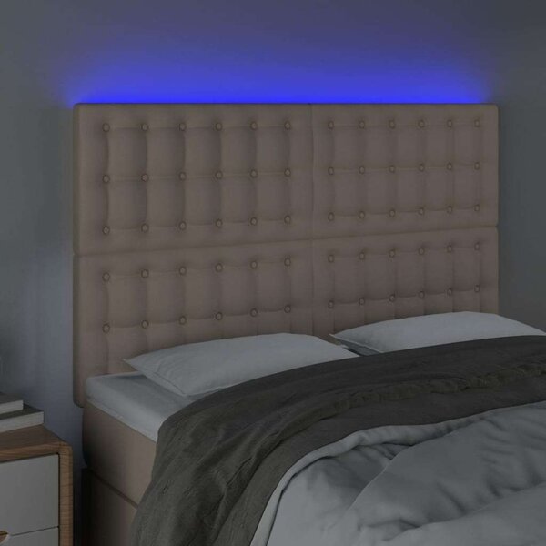 VidaXL cappuccino műbőr LED-es fejtámla 144x5x118/128 cm