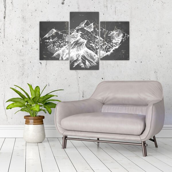 Kép - Hegyek illusztrációja (90x60 cm)