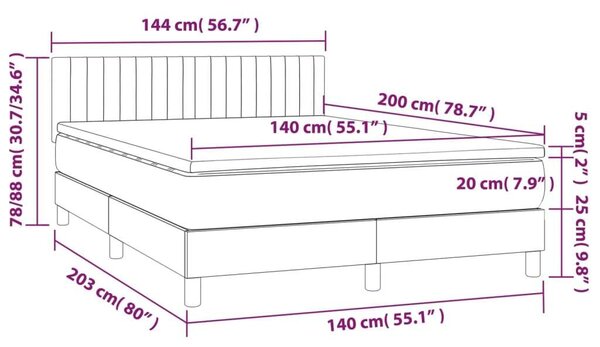 VidaXL LED-es Ágy - 140x200 cm