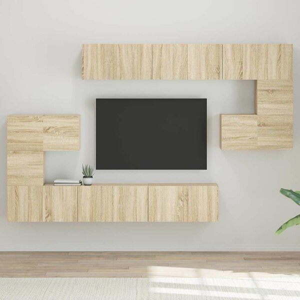 Modern TV Szekrény Szett - Sonoma Tölgy - 10 részes