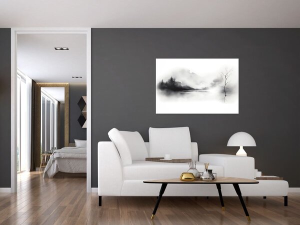 Kép - Tintafestmény tájkép (90x60 cm)