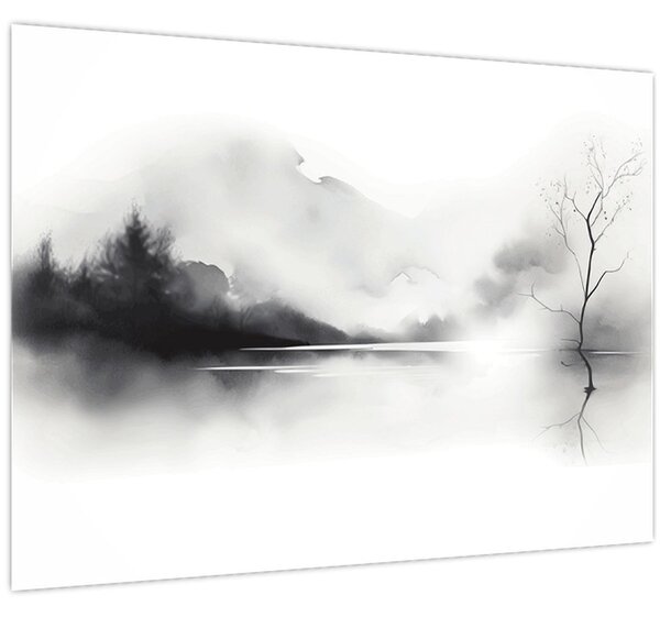 Kép - Tintafestmény tájkép (70x50 cm)