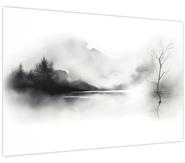 Kép - Tintafestmény tájkép (90x60 cm)