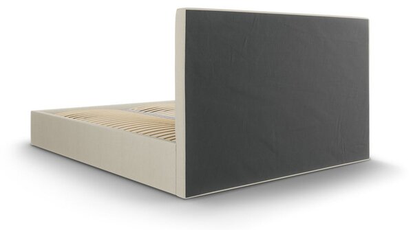 Bézs kárpitozott franciaágy tárolóhellyel ágyráccsal 180x200 cm Juniper – Mazzini Beds
