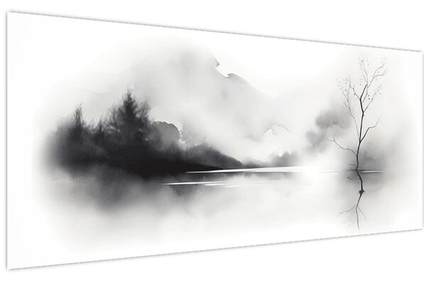 Kép - Tintafestmény tájkép (120x50 cm)