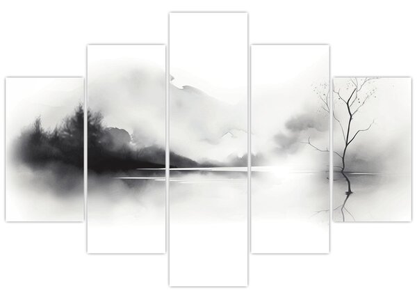 Kép - Tintafestmény tájkép (150x105 cm)