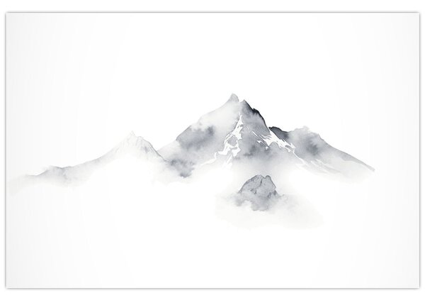 Kép - Tinta festmény hegyek (90x60 cm)