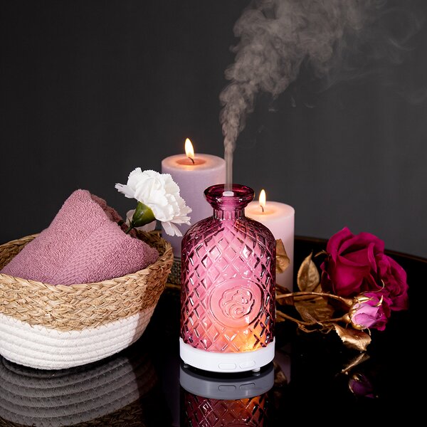 KONDELA Ultrahangos aroma diffúzor, rózsaszín, GILI