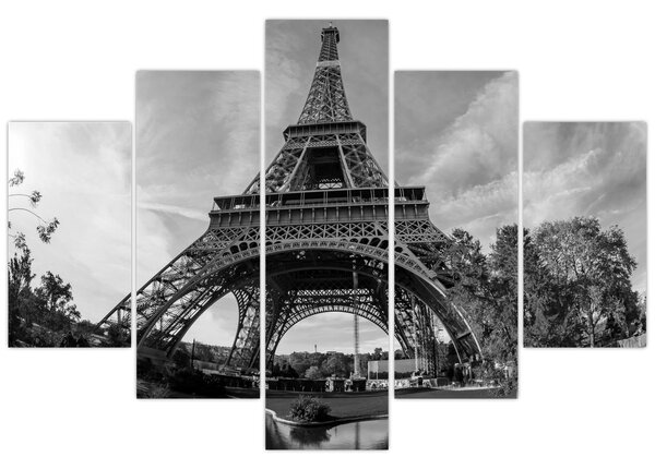 Kép - Eiffel-torony, fekete-fehér (150x105 cm)