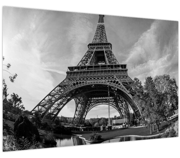 Kép - Eiffel-torony, fekete-fehér (90x60 cm)