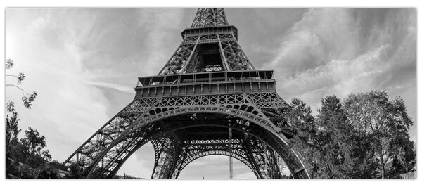 Kép - Eiffel-torony, fekete-fehér (120x50 cm)