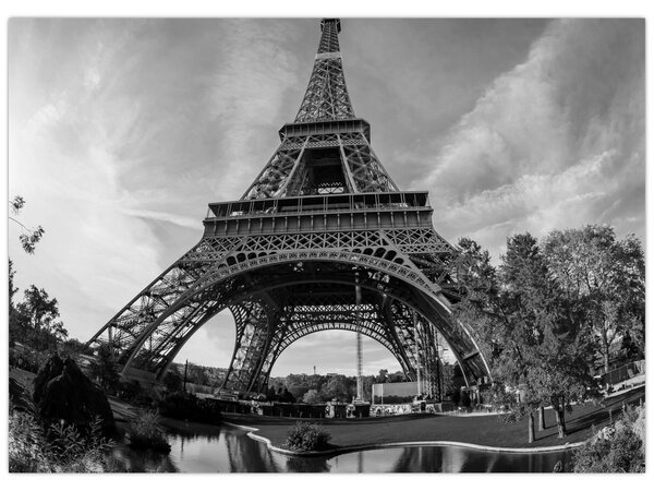 Kép - Eiffel-torony, fekete-fehér (70x50 cm)