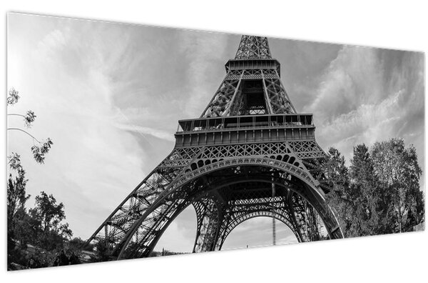 Kép - Eiffel-torony, fekete-fehér (120x50 cm)