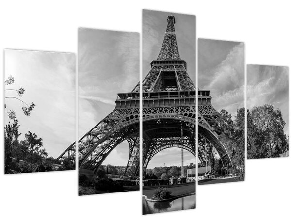 Kép - Eiffel-torony, fekete-fehér (150x105 cm)