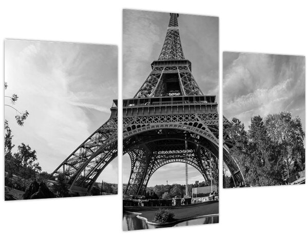Kép - Eiffel-torony, fekete-fehér (90x60 cm)