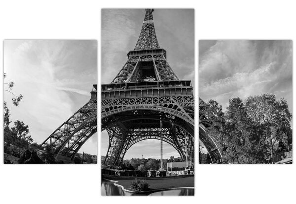 Kép - Eiffel-torony, fekete-fehér (90x60 cm)
