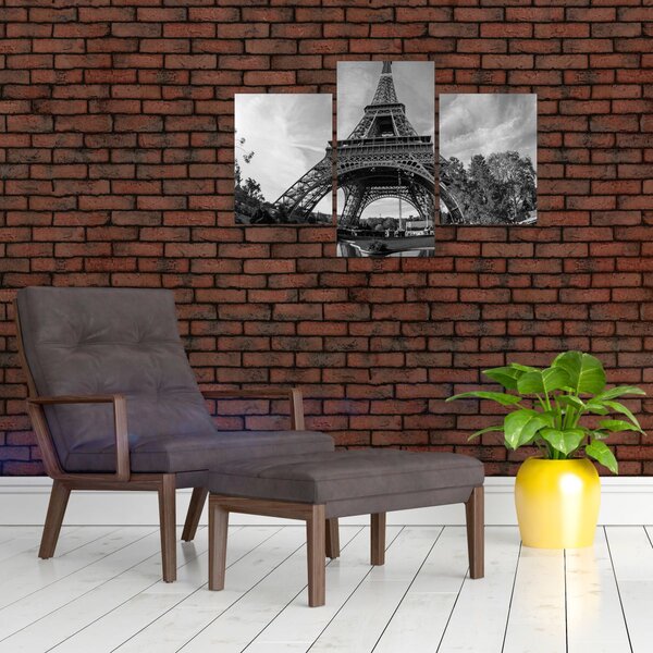 Kép - Eiffel-torony, fekete-fehér (90x60 cm)